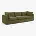 Echo Green Linen-Look Fabric 3 Seater Modular Sofa
