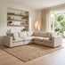 Echo Cream Linen-Look Fabric 4 Seater Modular Corner Sofa