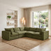 Echo Green Linen-Look Fabric 4 Seater Modular Corner Sofa