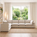 Echo Cream & Green Linen-Look Trim Fabric 5 Seater L-Shaped Modular Corner Sofa