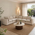 Echo Cream & Green Linen-Look Trim Fabric 5 Seater L-Shaped Modular Corner Sofa