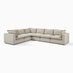 Echo Cream & Green Linen-Look Trim Fabric 5 Seater L-Shaped Modular Corner Sofa