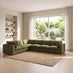 Echo Green Linen-Look Fabric 5 Seater L-Shaped Modular Corner Sofa