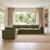 Echo Green Linen-Look Fabric 5 Seater L-Shaped Modular Corner Sofa