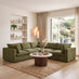Echo Green Linen-Look Fabric 5 Seater L-Shaped Modular Corner Sofa