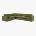 Echo Green Linen-Look Fabric 5 Seater L-Shaped Modular Corner Sofa