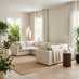 Echo Cream & Green Linen-Look Trim Fabric 5 Seater U-Shaped Modular Corner Sofa