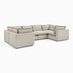 Echo Cream & Green Linen-Look Trim Fabric 5 Seater U-Shaped Modular Corner Sofa