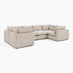 Echo Cream Linen-Look Fabric 5 Seater U-Shaped Modular Corner Sofa