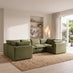 Echo Green Linen-Look Fabric 5 Seater U-Shaped Modular Corner Sofa