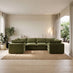 Echo Green Linen-Look Fabric 5 Seater U-Shaped Modular Corner Sofa