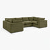 Echo Green Linen-Look Fabric 5 Seater U-Shaped Modular Corner Sofa