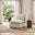 Echo Cream & Green Trim Linen-Look Fabric Armless Armchair for Modular Sofa