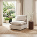 Echo Cream & Green Trim Linen-Look Fabric Armless Armchair for Modular Sofa