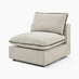 Echo Cream & Green Trim Linen-Look Fabric Armless Armchair for Modular Sofa
