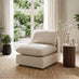 Echo Cream Linen-Look Fabric Armless Armchair for Modular Sofa