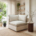 Echo Cream & Green Trim Linen-Look Fabric Corner Armchair for Modular Sofa