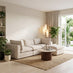 Echo Cream Linen-Look Fabric Corner Armchair for Modular Sofa