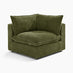 Echo Green Linen-Look Fabric Corner Armchair for Modular Sofa