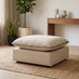 Echo Cream & Green Linen-Look Trim Fabric Footstool