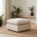 Echo Cream Linen-Look Fabric Footstool