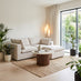 Echo Cream Linen-Look Fabric Footstool
