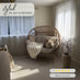 Beige Rattan & Cream Garden Double Egg Chair Seat