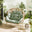 Beige Rattan & Green Garden Double Egg Chair Seat