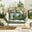 Beige Rattan & Green Garden Double Egg Chair Seat