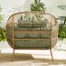 Beige Rattan & Green Garden Double Egg Chair Seat