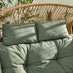 Beige Rattan & Green Garden Double Egg Chair Seat