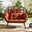 Brown Rattan & Orange Garden Double Egg Chair Seat