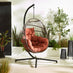 Brown Rattan & Orange Garden Hanging Egg Chair Seat