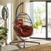 Brown Rattan & Orange Garden Hanging Egg Chair Seat