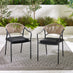 2x Elba Black & Rattan Garden Dining Chairs