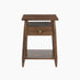 Elbrus 1 Drawer Walnut Wood Bedside Table