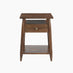 Elbrus 1 Drawer Walnut Wood Bedside Table