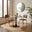 Elina White Marble Effect Round Dining Table with 2 Tan Delta Chairs