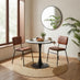 Elina White Marble Effect Round Dining Table with 2 Tan Delta Chairs