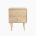 Everest 2 Drawer White Oak Wood Bedside Table