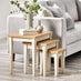 Eden Oak and Cream Solid Wood Set of 3 Nesting Side Tables