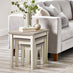 Eden Whitewash & Light Grey 3x Wooden Nesting Tables