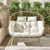 Beige Rattan & Cream Garden Double Egg Chair Seat