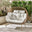 Beige Rattan & Cream Garden Double Egg Chair Seat