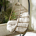 Beige Rattan & Cream Garden Hanging Egg Chair Seat