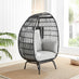 Black Rattan & Grey Garden Egg Chair Seat