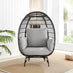 Black Rattan & Grey Garden Egg Chair Seat