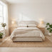 Freja Beige Boucle Fabric Ottoman King Size Bed Frame