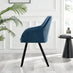 Novara Black Leg Round Glass Dining Table & 4 Blue Falun Black Leg Chairs
