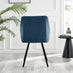 Novara Black Leg Round Glass Dining Table & 4 Blue Falun Black Leg Chairs